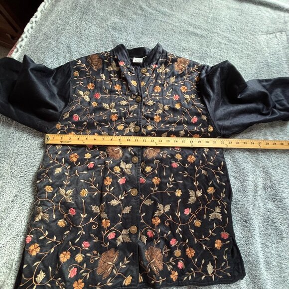 Parsley Sage Womens Jacket Large Floral Heavily Embroidered Asian Inspired 18482 - Picture 5 of 9